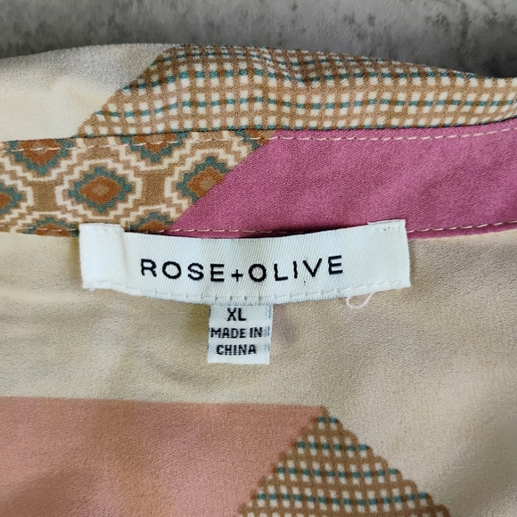 Rose & Olive Patchwork Quilt Button Up Top Womens XL Boho Grandmacore Retro - Picture 5 of 11